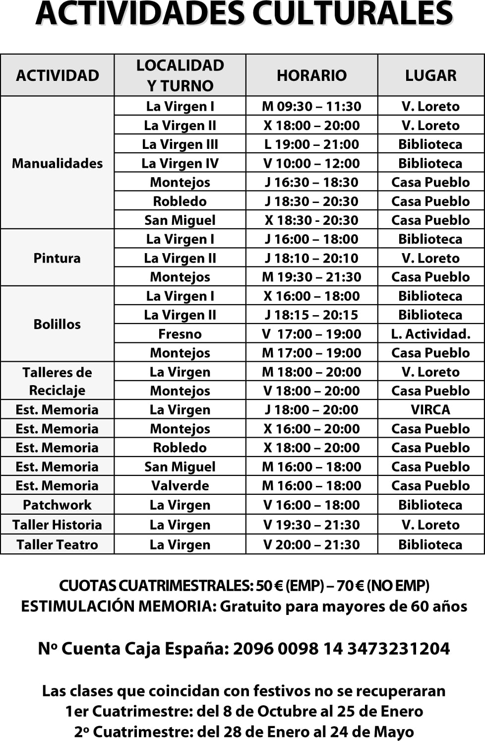 actividades culturales