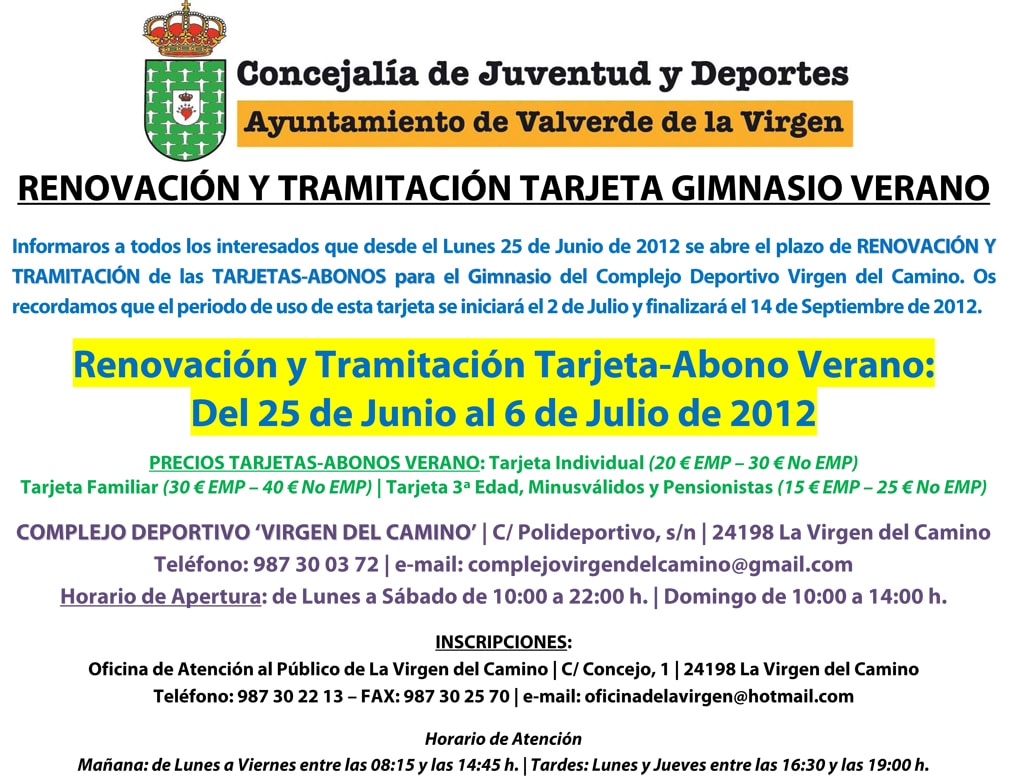 Renovación y Tramitación Tarjetas Verano