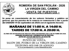 Venta de puestos para la Romería de San Froilán 2026