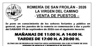 Venta de puestos para la Romería de San Froilán 2026