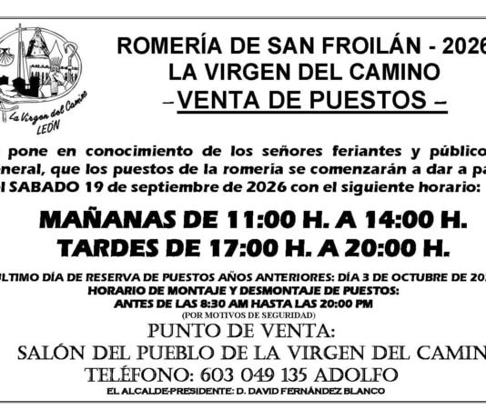 Venta de puestos para la Romería de San Froilán 2026